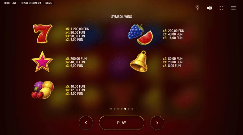 Heart Deluxe 2x – kõrvuti asetsev Wild-süda maksetabel