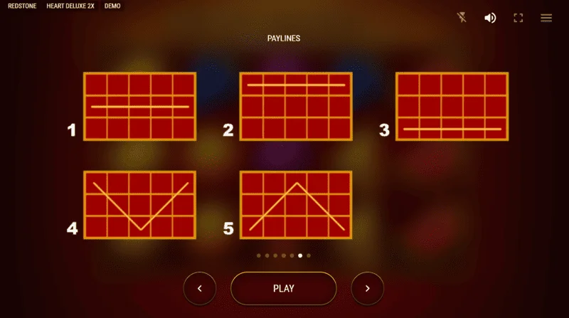 Heart Deluxe 2x – viie vasakult-paremale võiduliini diagramm